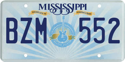 MS license plate BZM552