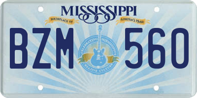 MS license plate BZM560