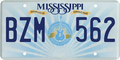 MS license plate BZM562