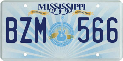 MS license plate BZM566