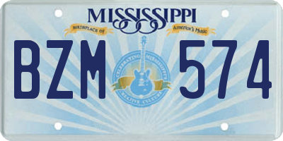 MS license plate BZM574