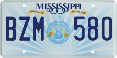 MS license plate BZM580