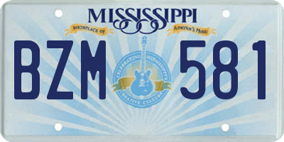MS license plate BZM581