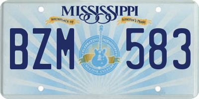 MS license plate BZM583