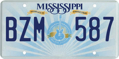 MS license plate BZM587