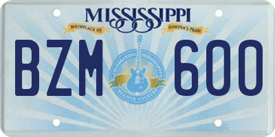 MS license plate BZM600