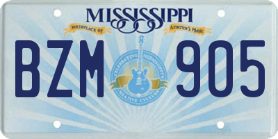 MS license plate BZM905