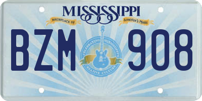 MS license plate BZM908