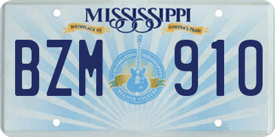 MS license plate BZM910