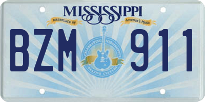 MS license plate BZM911