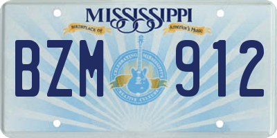 MS license plate BZM912