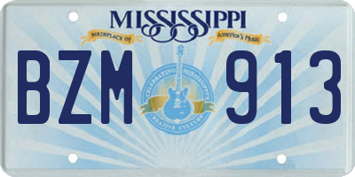 MS license plate BZM913