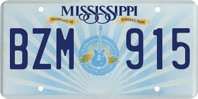 MS license plate BZM915
