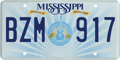 MS license plate BZM917