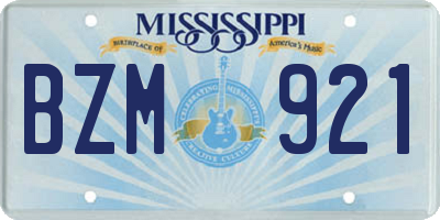 MS license plate BZM921