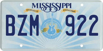 MS license plate BZM922