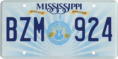 MS license plate BZM924