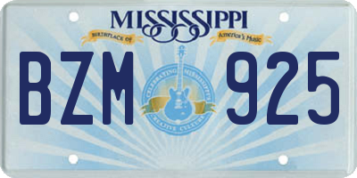 MS license plate BZM925