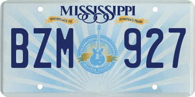 MS license plate BZM927