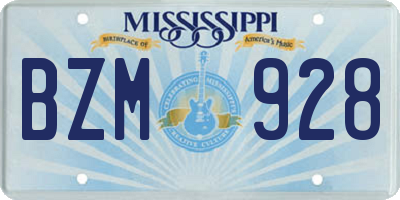 MS license plate BZM928