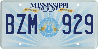 MS license plate BZM929