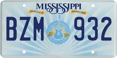 MS license plate BZM932