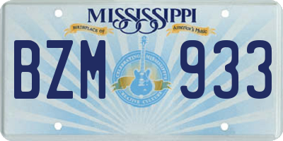 MS license plate BZM933