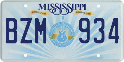MS license plate BZM934