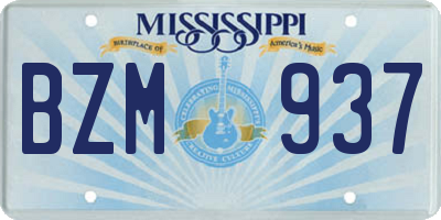 MS license plate BZM937