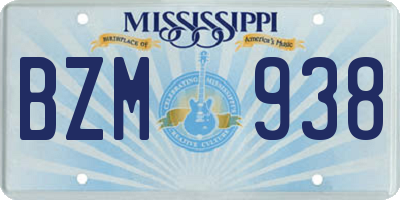MS license plate BZM938