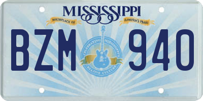 MS license plate BZM940