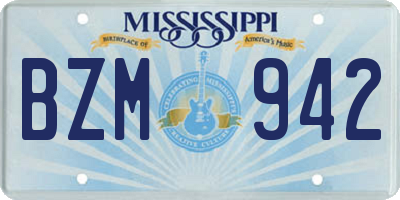 MS license plate BZM942