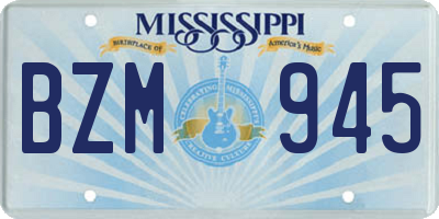 MS license plate BZM945