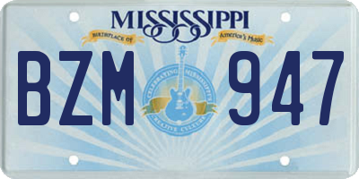 MS license plate BZM947