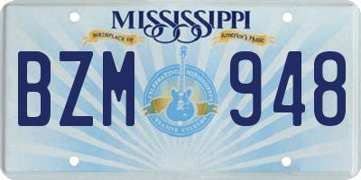 MS license plate BZM948