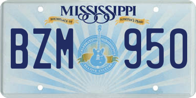 MS license plate BZM950
