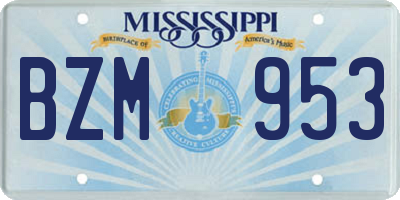 MS license plate BZM953