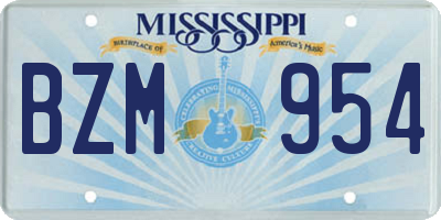 MS license plate BZM954