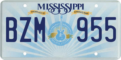 MS license plate BZM955