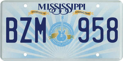 MS license plate BZM958