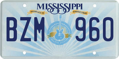 MS license plate BZM960