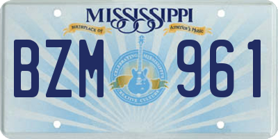 MS license plate BZM961