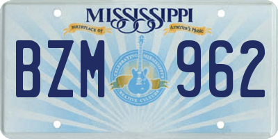 MS license plate BZM962