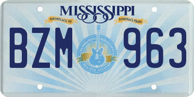 MS license plate BZM963