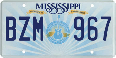 MS license plate BZM967