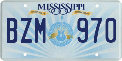 MS license plate BZM970