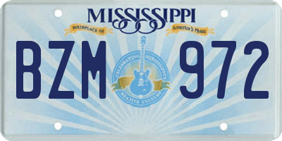MS license plate BZM972
