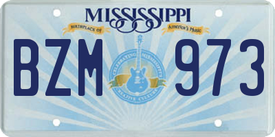 MS license plate BZM973