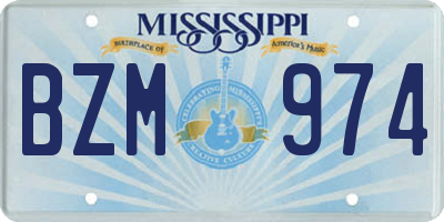 MS license plate BZM974