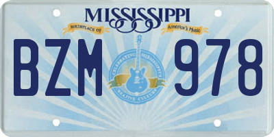 MS license plate BZM978